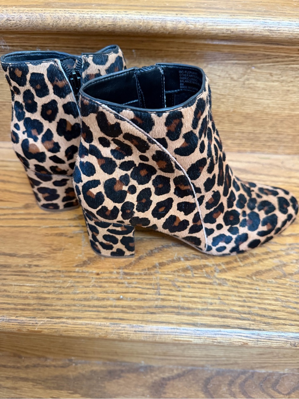 INC International Concepts Leopard Print Ankle Booties in Brown and Black